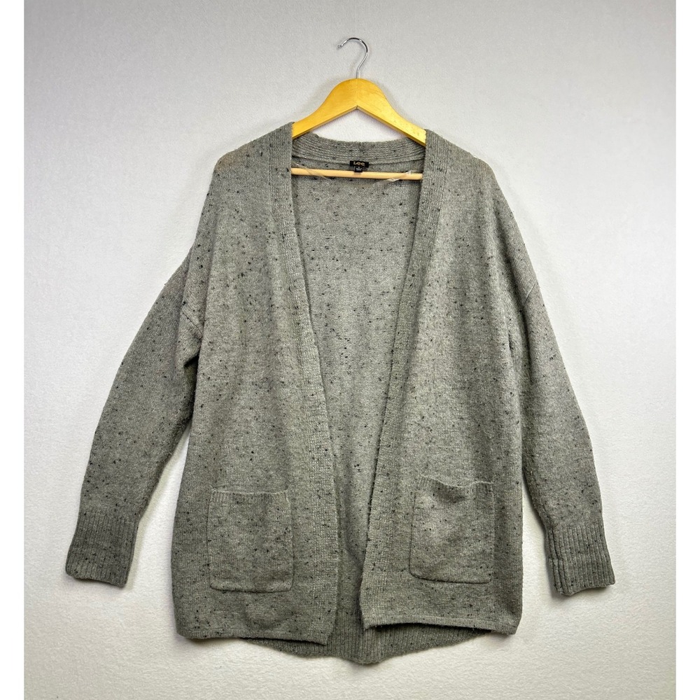 Lee Women's‎ Grey Speckled Knit Open Front Cardigan Sweater Size S